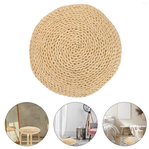 Oreiller Pouf rond oreillers Vintage chaise en paille tissée Tatami tapis de Yoga naturel siège sol