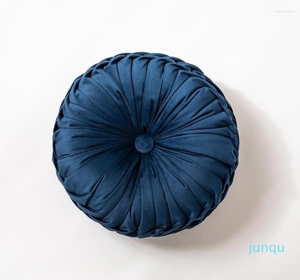 Oreiller rond en velours doux rose bleu, couleur unie, Pat de sol 40x40cm, décoration artisanale pour la maison, canapé, chaise, voiture, décor 08