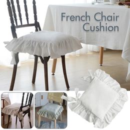 Oreiller Ruffles Seat Mat Cover Flouncing Dinning Chair Pat Decor Personnalisable Princess Frill Cotton