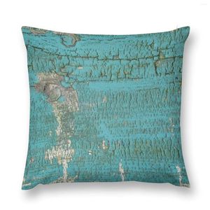 Oreiller bois rustique avec peinture turquoise brillante altérée et vieilli à la perfection jet les couvertures de luxe