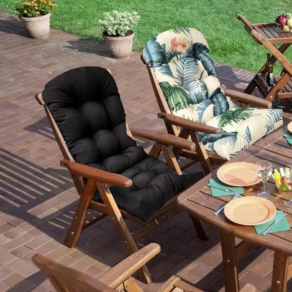 Almohada S para sillas Espesar Silla plegable Protector solar impermeable Respaldo alto Almohadillas para asientos al aire libre Piezas mecedoras para patio