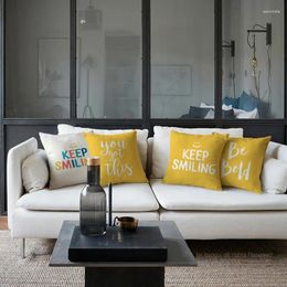 Oreiller/housse en lin jaune avec lettre S, 45x45cm, pour canapé, décoration nordique, Kussenhoes, décoration de salon et de maison