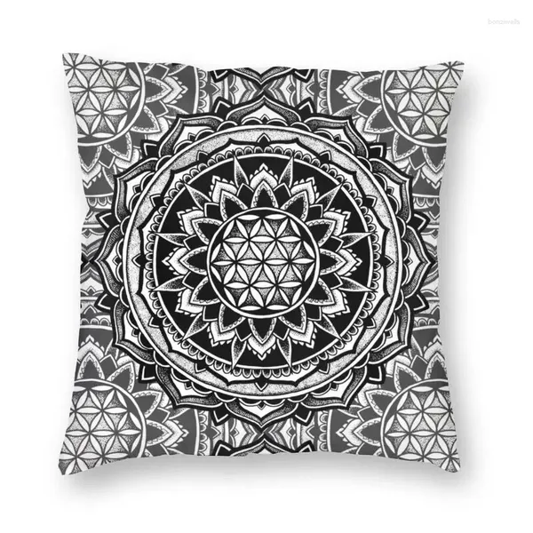 Almohada Sagrada Geometría Mandala Cubierta Flor de la vida Funda de tiro geométrico para sala de estar Funda de almohada de moda Decoración del hogar