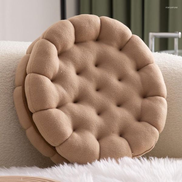 Oreiller Sandwich Biscuits canapé taille oreillers maison salon décor rond velours tissu dos coussin lit solide siège