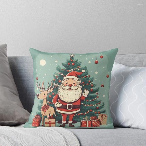 Almohada Árbol de Navidad de Papá Noel con renos y regalos Fundas para decoraciones S 2024