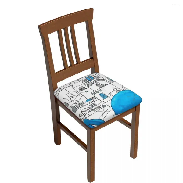 Oreiller Santorin Bleu et blanc paradis chaise carrée car sièges décoratifs tissu polyester