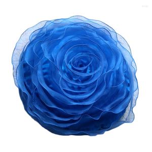 Oreiller Satin Organza Rose Broderie Ronde Amant Cadeaux Maison Mariage Décoration Fleur Main