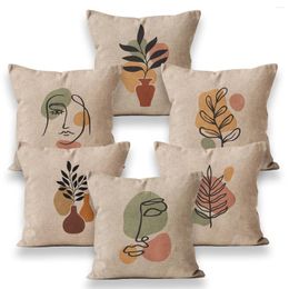 Oreiller décor scandinave lin taie d'oreiller Beige décoratif plante Vase couverture pour canapé-lit chaise crique 45 40X40