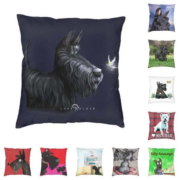 Almohada cubierta de terrier de escocés 40x40cm estuche para perros escocés para el automóvil decoración del dormitorio