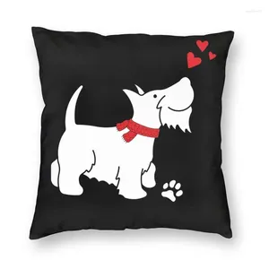 Pillow Scottish Terrier Love Covers Sofá Decoración del hogar Scottie Dog Square Thug 45x45cm