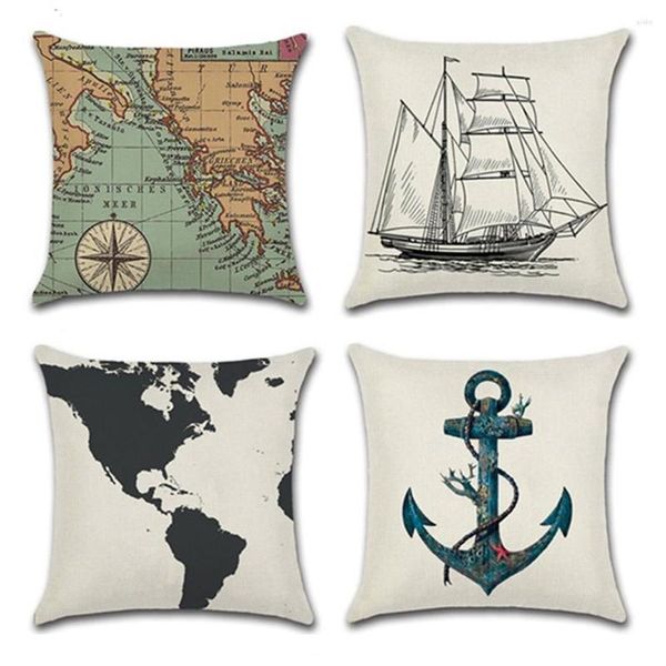 Almohada de estilo Sea Cover Anchor de lino