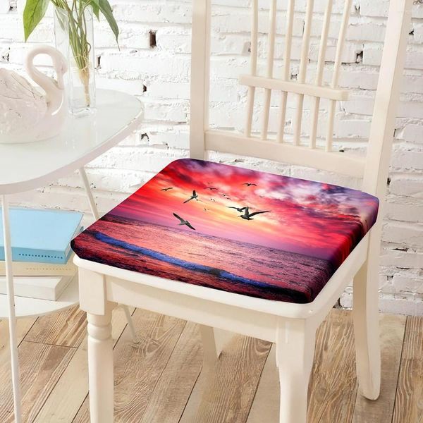 Almohada Seagulls Sea Print Silla Algodón Memoria Espuma Removible Abrigo Sillas Decorativas para Bistro Cafe El Room Studio Decor