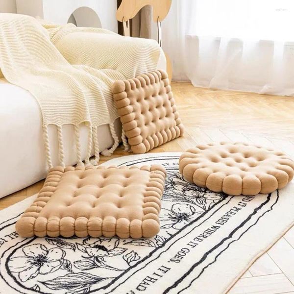 Asiento de almohada con forma de galleta, textura suave, alfombra de suelo de amplia aplicación, suministros para el hogar, respaldo bonito