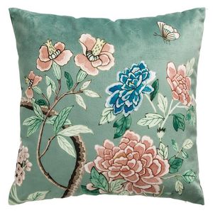 Kussenset van 2 worp covers oostelijk natuur thuis bloesem vogel decoratieve koffers decor vierkant 45x45cm groen