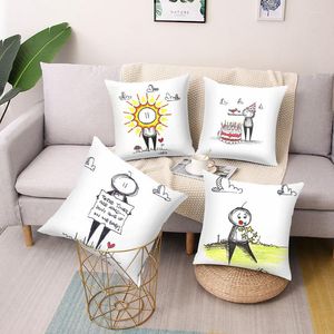 Kussen eenvoudige creatieve schets printen vierkante cover auto bank bure stoel home decor