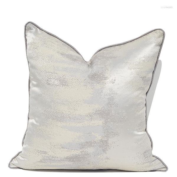 Almohada Simple Moderna Cubiertas de color blanco cremoso Satinado Jacquard Funda de almohada Decoración para el hogar Sofá Asiento Cama Cubierta 45 45/50 50 cm