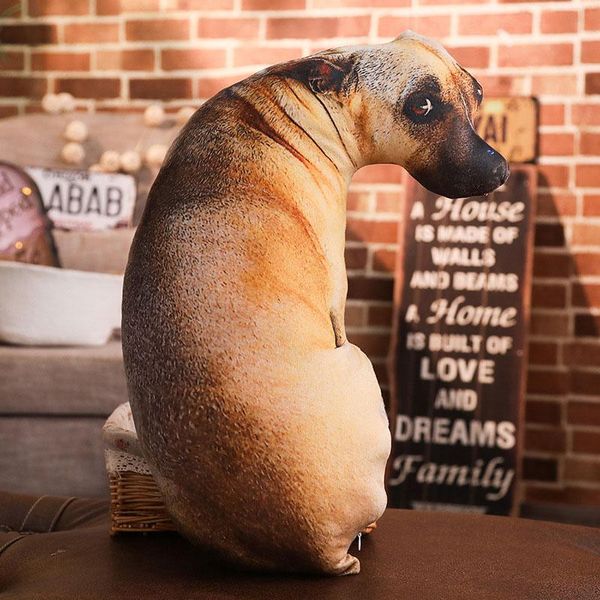 Almohada de simulación de perro de peluche para imprimir, cojín de Animal creativo, sofá de tiro divertido realista, almohada decorativa de algodón de dibujos animados