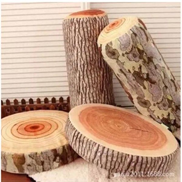 Almohada de simulación de tocón de árbol, tiro largo de felpa de madera, cojín de asiento de peluche súper suave, almohadas para el hogar, cama de coche, cojines para respaldo de sofá