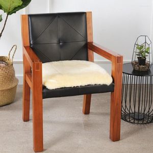 Oreiller simple face en laine véritable tondue, tapis de chaise en fourrure de mouton, épaisseur de 3cm, coussin de canapé d'hiver