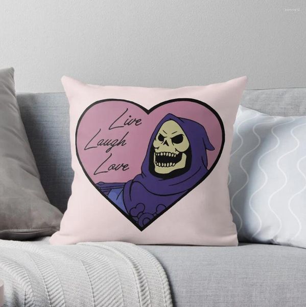 Pillow Skeletor Live Laugh Love - He Man Masters of the Universe Inspired Funny Retro Cartoon TV Show Throw Plaid Canapa