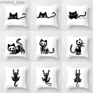 Pillow Skull Cat Black Home Decor coussin coussi