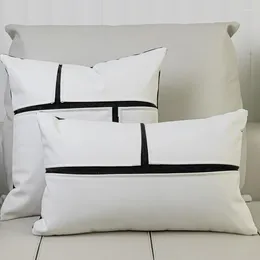 Sofá de almohada PU cuero collage blanco luz moderna geometría de arte de lujo decoración del hogar caja de cintura 45