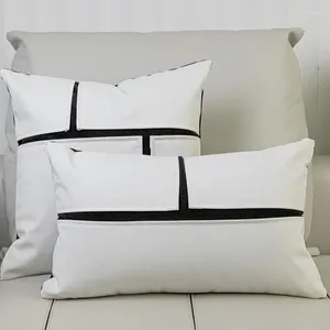 Couvercle canapé-oreiller pu en cuir collage blanc moderne léger luxe art géométrie décoration intérieure de chambre à coucher