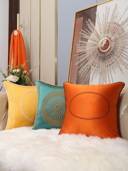 Almohada Sofá Sala De Estar Cubierta Naranja Mesita De Noche Nórdico Moderno Lujo Americano Blanco