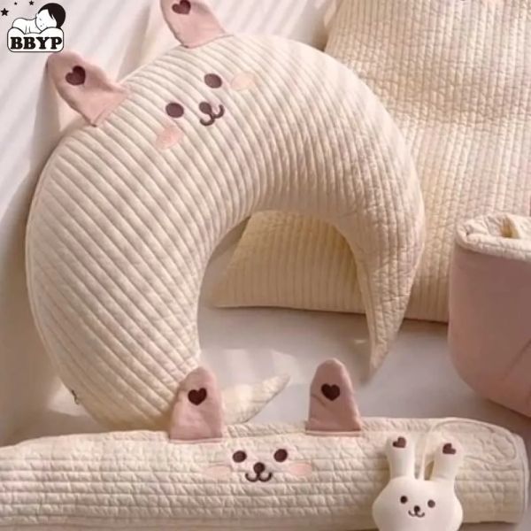 Almohada almohadas para bebés suaves dibujos animados bordados en forma de luna de animal de la luna de la memoria delineador de espuma de la memoria lavable para dormir abrazo ropa de cama de almohada