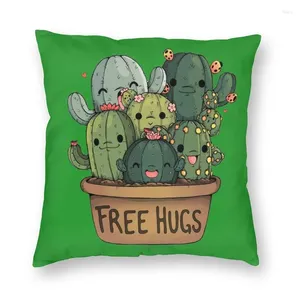 Oreiller doux dessin animé cactus cactus green plantes lance la décoration de cas de couverture succulente tropicale 45x45 couverture oreil-oreiller pour canapé