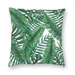 Oreiller doux vert botanique feuilles tropicales jeter étui décoration carré Jungle plantes couverture taie d'oreiller pour salon