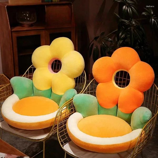 Oreiller doux tournesol chaise de bureau lombaire assis S mignon en peluche canapé coussins décor maison cadeau Coussin