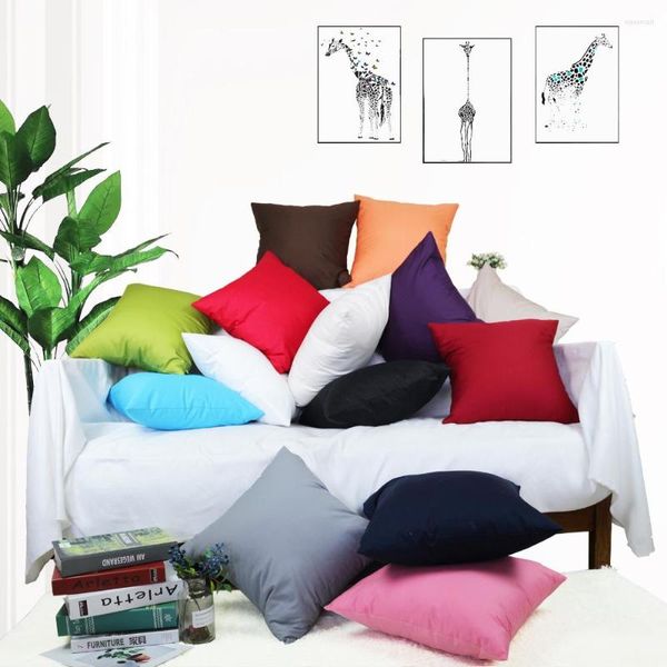 Funda de almohada color sólido 100% algodón sarga fina caqui funda para silla para sofá decoración del hogar 45x45 40x40 50 60 70