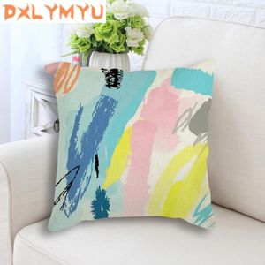 Oreiller solide housse de canapé aquarelle blocs de couleur Art abstrait impressions lin décoratif jeter étui pour siège