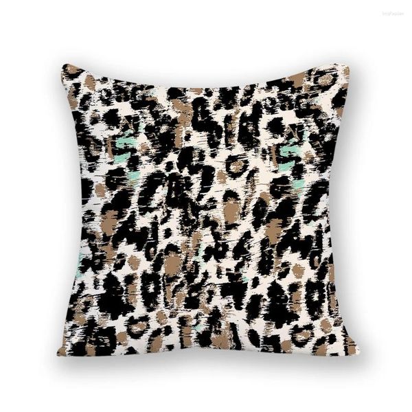 Fundas cuadradas de almohada 45x45 decorativas S sofá arte funda de terciopelo silla de oficina moderna Simple estampado de leopardo 2024 E2374