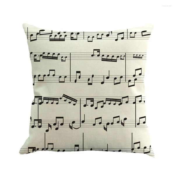 Almohada de lino cuadrado nota musical cubierta de cojín impreso decoración del hogar una funda de almohada al aire libre cubierta de sofá decorativa