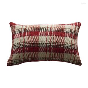 Housse de canapé tricotée à carreaux, oreiller carré rectangulaire, 45 30 50, sans intérieur, noir, rouge, pour la maison, Dec X64