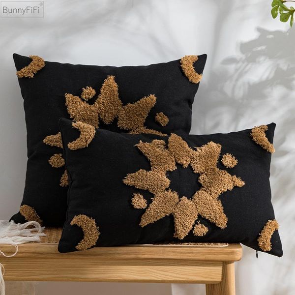 Funda de almohada con forma de estrella, color negro, café, marfil, 45x45ccm/30x50cm, decoración del hogar, sofá, cama, silla, sala de estar