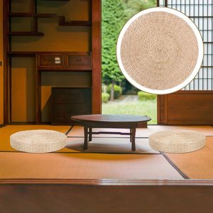 Oreiller Futon en paille pour méditation, tapis de sol rond tissé, décor de siège décoratif de Style japonais, coussin de décoration pour la maison
