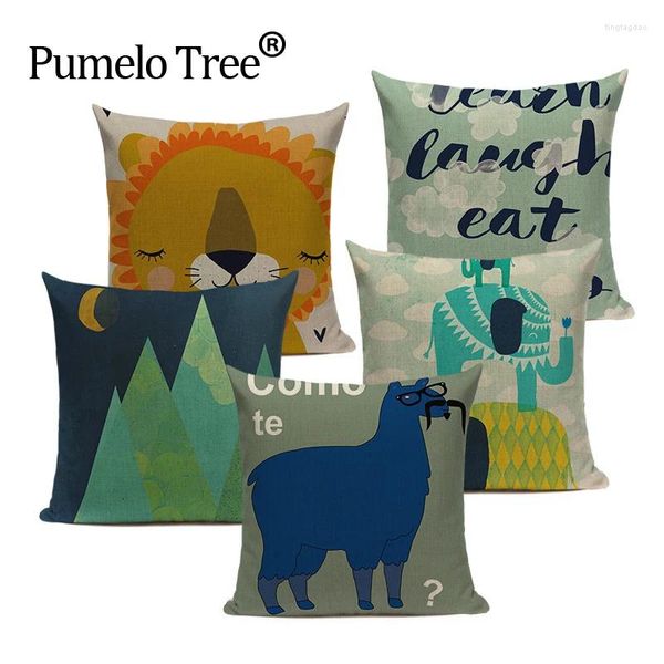 Pillow Case élégante Style tropical Coton Animal mignon Alpaca Almofadas 45cmx45cm carré de maison imprimé imprimé