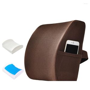 Almohada Verano Gel Memoria Espuma Soporte de madera Masajeador de espalda Cintura para silla de coche Oficina en casa Aliviar el dolor