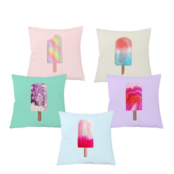 Funda de almohada de helado de verano, decoración para sala de estar, fundas de almohada de alta calidad, sofá decorativo para el hogar, silla de 45x45cm/decorativo