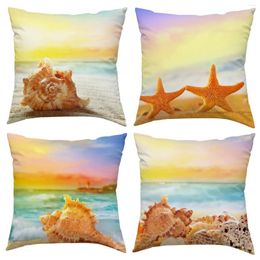 Kussen Summer Ocean Beach Cover Decorations for Home Ornament Happy Year Christmas Decor 2024