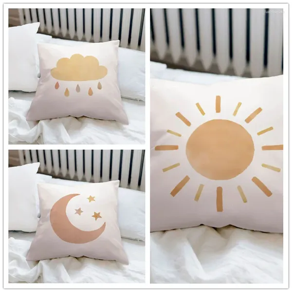 Pillow Sun Cloud Rain Moon Print Cover Bohemia Style Throw thewcase de maison Sofa Home Decor Office Chaise Oreillers Cadeaux de famille