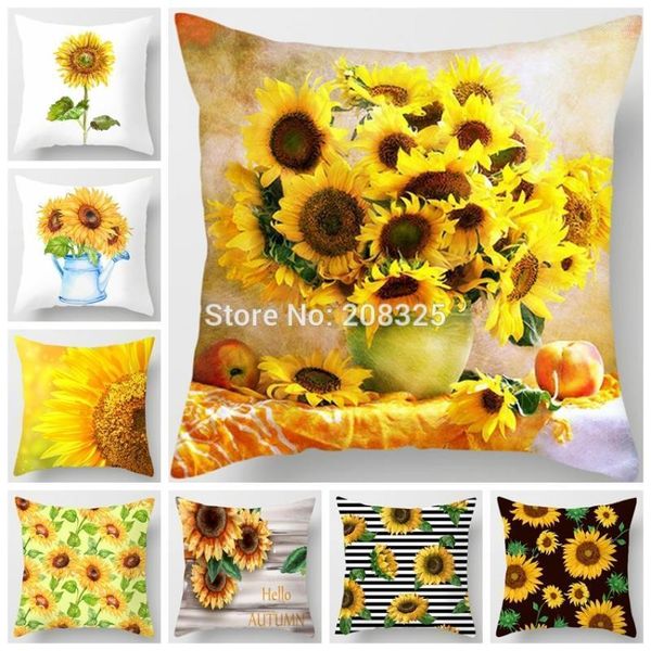 Funda de almohada Girasol 45 45 cm Cojines decorativos de poliéster para sofá / Cojín de coche Funda de almohada 1 / Decorativo