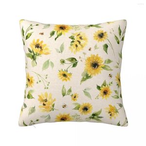 Oreiller tournesol taie d'oreiller tissu doux couverture cadeau coloré Nature jeter étui lit carré 40 40 cm