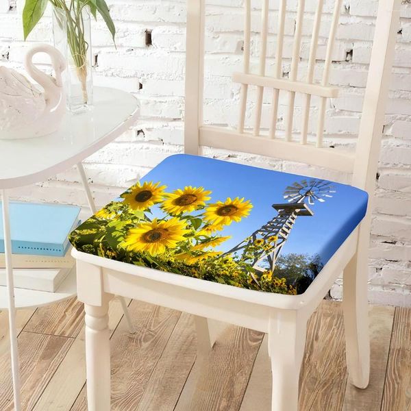 Almohada Girasol Planta Silla Adulto Estudio Dormitorio Atrás S Poliéster Memoria Espuma Suave Almohadilla transpirable para la decoración de la oficina en el hogar