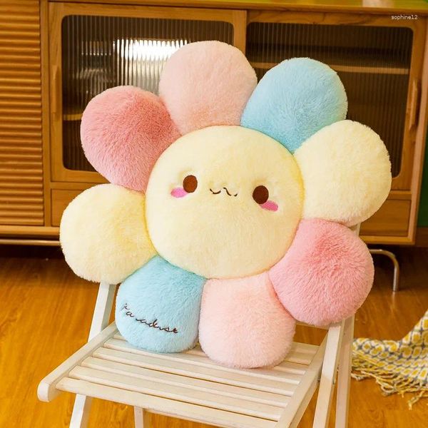 Oreiller en peluche de tournesol, tapis de poupée en peluche de fleur, canapé, chambre à coucher, oreiller de dos, jouet de décoration pour enfants, cadeau Xms