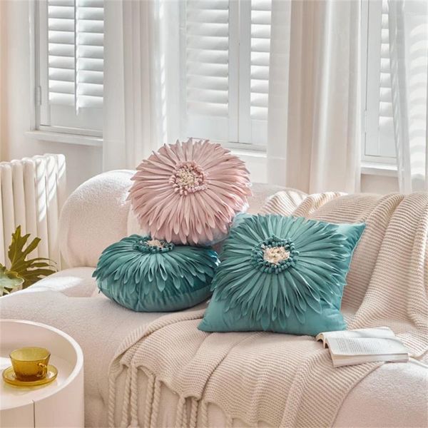 Almohada de girasol lanzamiento de la funda decorativa de la sala de almohada de la sala de estar de la oficina del sofá de la cintura de la cintura con núcleo