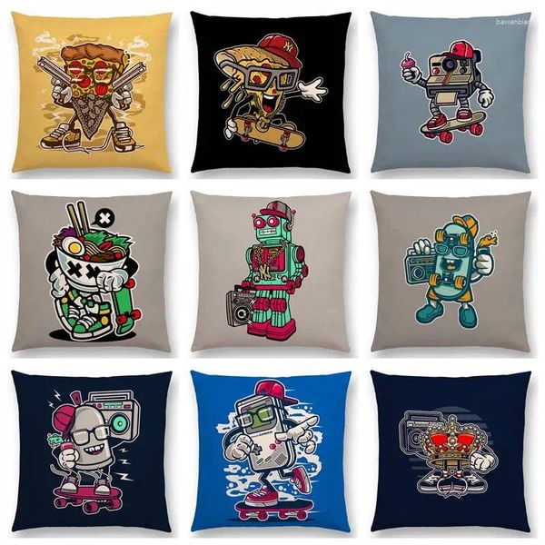 Pillow Super Cartoon Punk Passion Game Machine Graffiti Money Fun Pizza Donuts Recreation Cover Beautiful Case